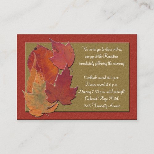 Autumn Leaves Reception Enclosure Card Business Card Template