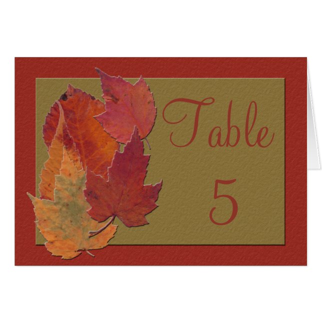 Autumn Leaves Reception Table Card (Front Horizontal)