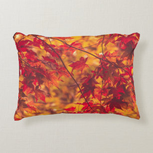 Autumn Leaves Red and Orange Accent Pillow