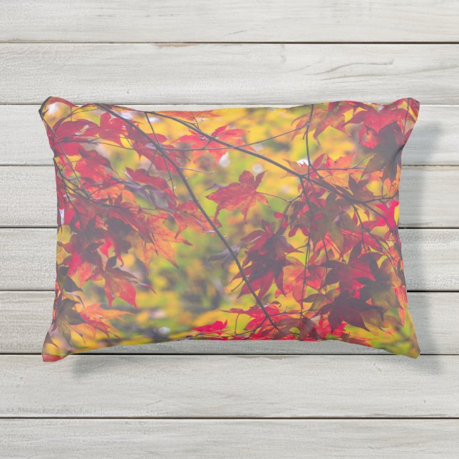 Autumn Leaves Red Fall Foliage Outdoor Pillow (Front)