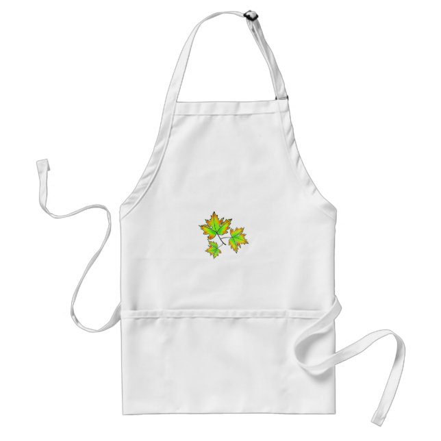 Autumn leaves red green orange leaves adult apron (Front)