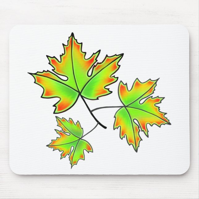 Autumn leaves red green orange leaves mouse pad (Front)