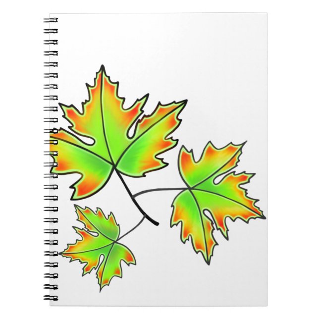 Autumn leaves red green orange leaves notebook (Front)