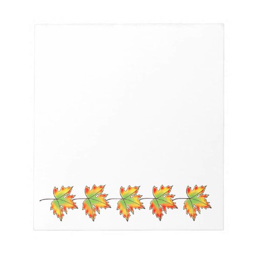 Autumn leaves red green orange leaves notepad