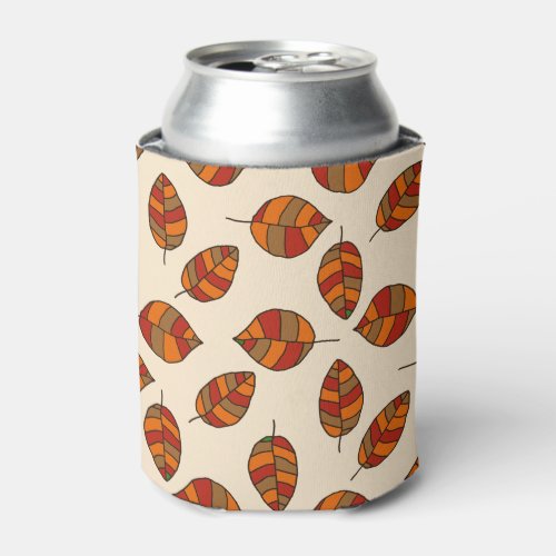 Autumn Leaves Red Leaf Pattern on any Color Can Cooler