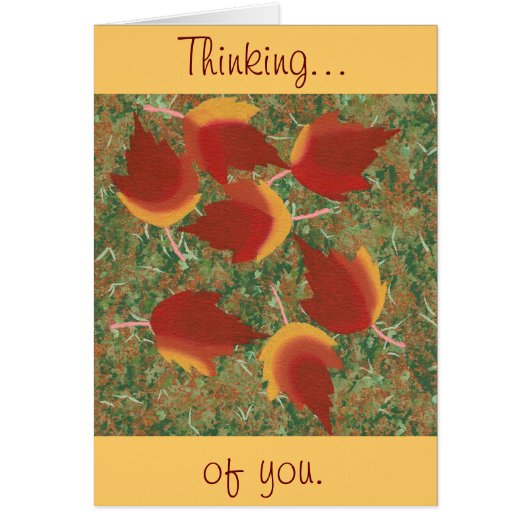 Autumn Leaves Red Maple Abstract on Grass Cards (Front)