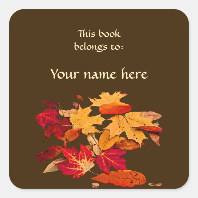 Autumn Leaves Red Yellow Orange Brown Bookplate (Front)