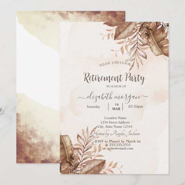Autumn Leaves Retirement Party Invitation (Front/Back)