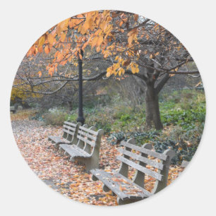 Autumn Leaves Riverside Park New York City NYC Classic Round Sticker