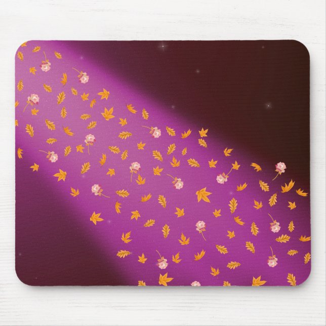 Autumn Leaves & Roses Pink Mouse pad (Front)
