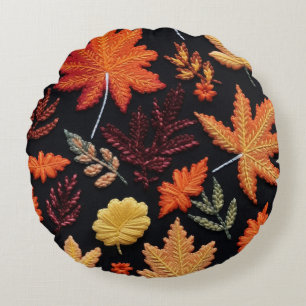 Autumn Leaves Round Pillow