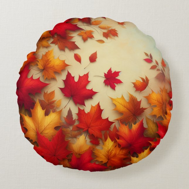 Autumn leaves round pillow (Front)