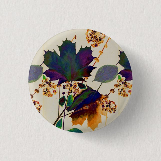 Autumn Leaves Royal Colors Button (Front)