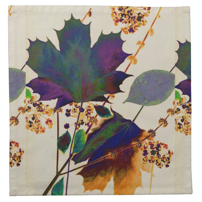 Autumn Leaves Royal Colors Cloth Napkin (Front)