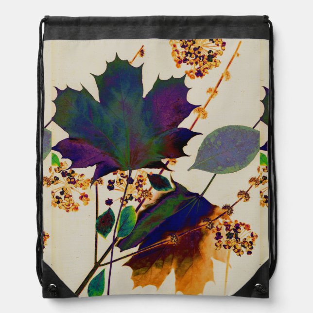 Autumn Leaves Royal Colors Drawstring Backpack (Front)