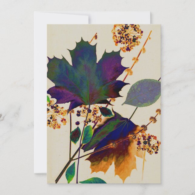 Autumn Leaves Royal Colors Flat Thank You Card (Front)