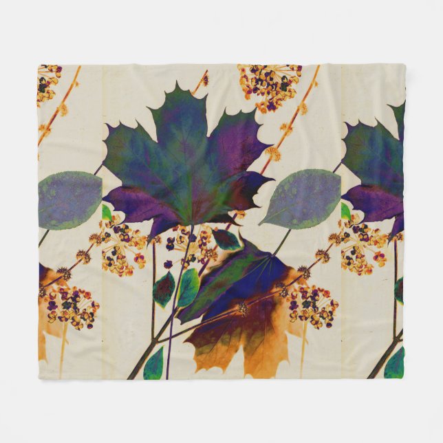 Autumn Leaves Royal Colors Fleece Blanket (Front (Horizontal))