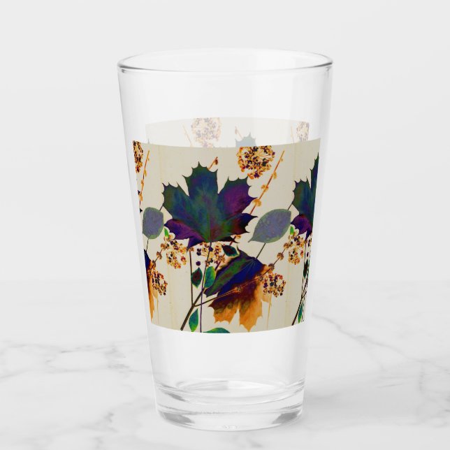 Autumn Leaves Royal Colors Glass Cup (Front)