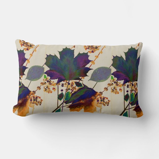 Autumn Leaves Royal Colors Lumbar Pillow (Front)