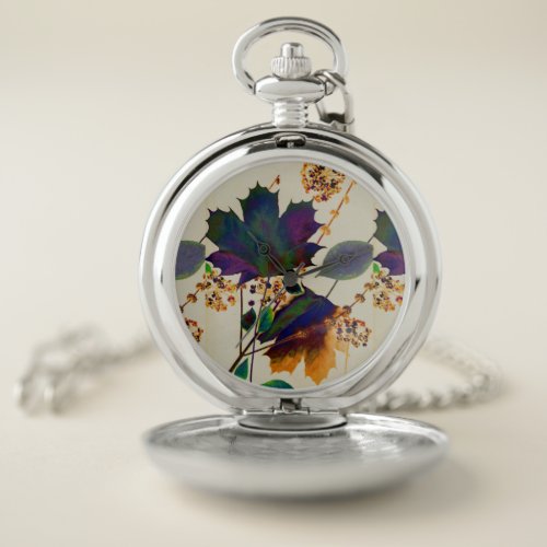 Autumn Leaves Royal Colors Pocket Watch