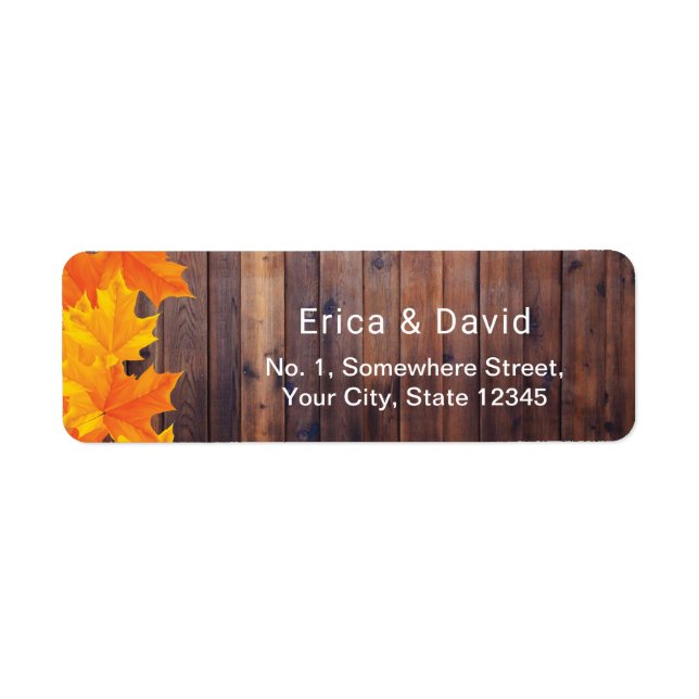 Autumn Leaves Rustic Barn Wood Label (Front)