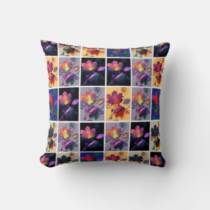 Autumn Leaves Rustic Colorful Patchwork Throw Pillow