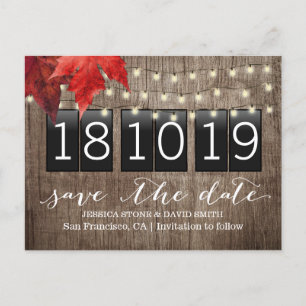 Autumn Leaves Rustic Fall Wedding Save the Date Announcement Postcard