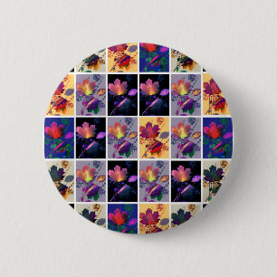 Autumn Leaves Rustic Patchwork Quilt Collage Button