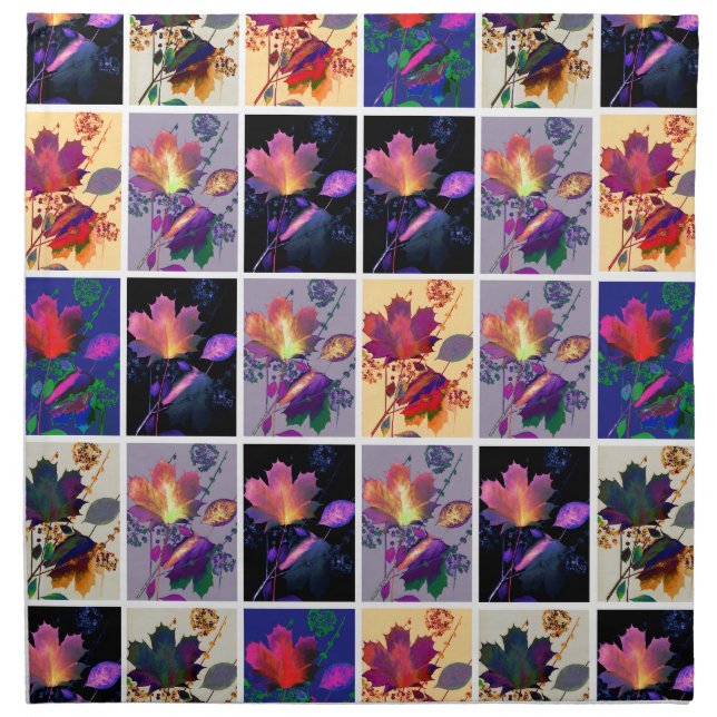 Autumn Leaves Rustic Patchwork Quilt Collage Cloth Napkin (Front)