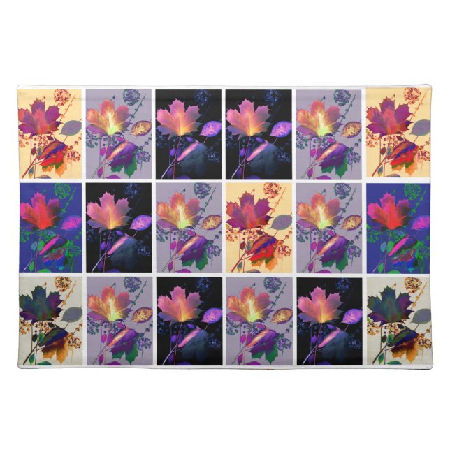 Autumn Leaves Rustic Patchwork Quilt Collage Cloth Placemat (Front)