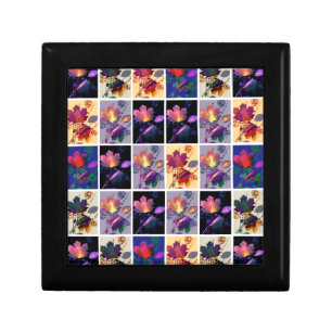 Autumn Leaves Rustic Patchwork Quilt Collage Jewelry Box