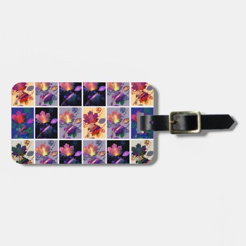 Autumn Leaves Rustic Patchwork Quilt Collage Luggage Tag