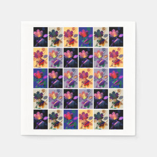 Autumn Leaves Rustic Patchwork Quilt Collage Paper Napkins