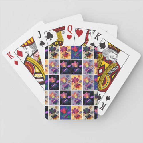 Autumn Leaves Rustic Patchwork Quilt Collage Playing Cards