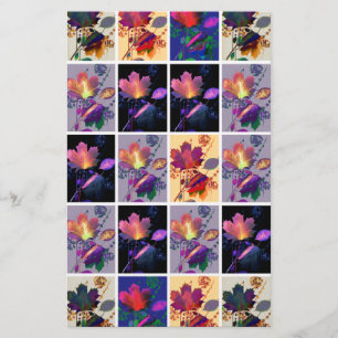 Autumn Leaves Rustic Patchwork Quilt Collage Stationery