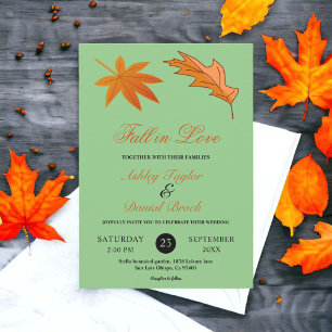 Autumn Leaves Rustic Sage Fall Floral Wedding Invitation