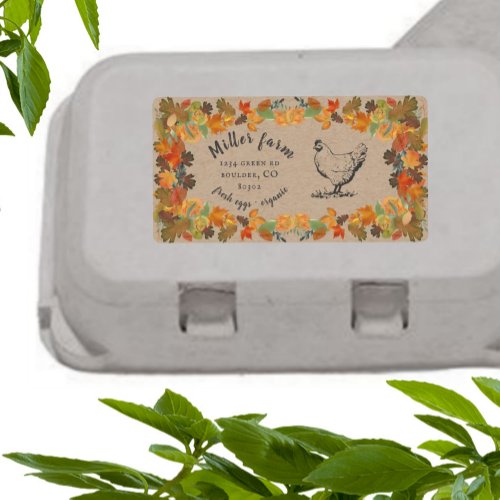 Autumn leaves rustic script Egg Carton Label