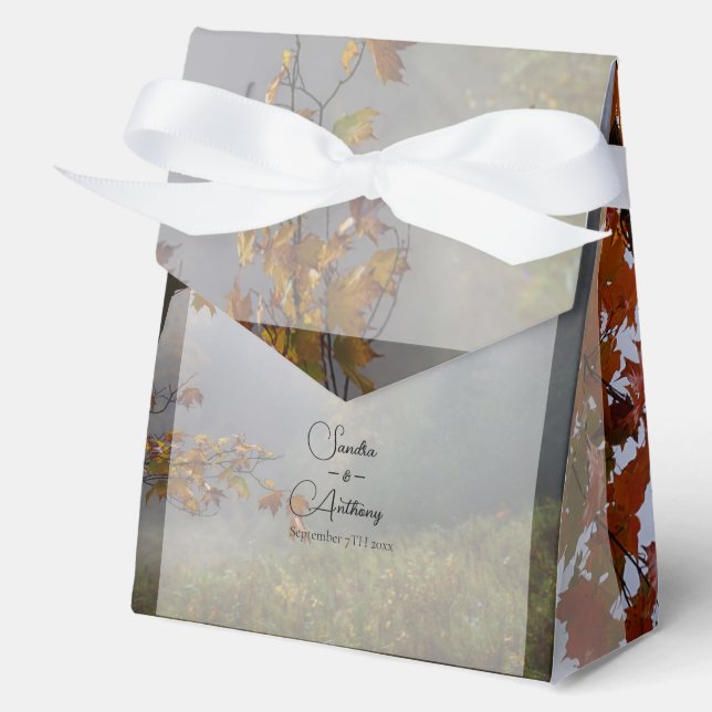 Autumn Leaves Rustic Wedding Favor Boxes (Front)