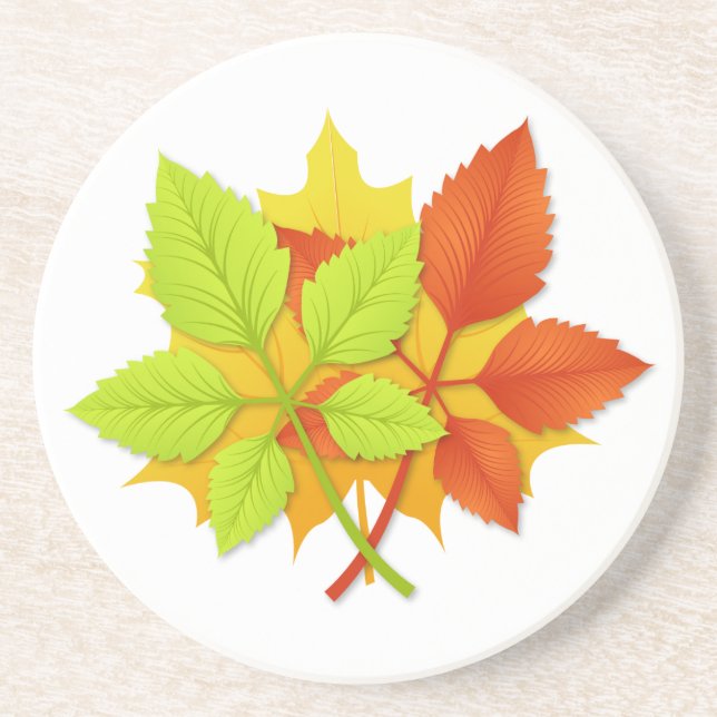 Autumn leaves sandstone coaster (Front)