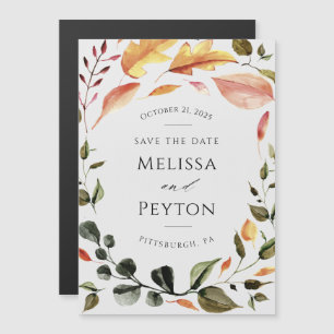 Autumn Leaves Save the Date Magnetic Invitation