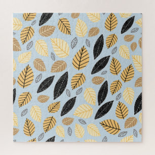 Autumn Leaves: Seamless Blue Background Jigsaw Puzzle