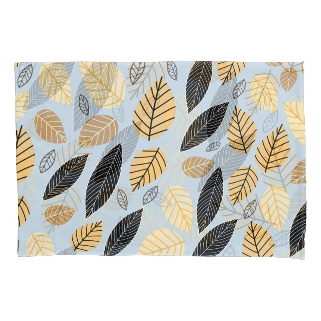 Autumn Leaves: Seamless Blue Background Pillow Case (Front)
