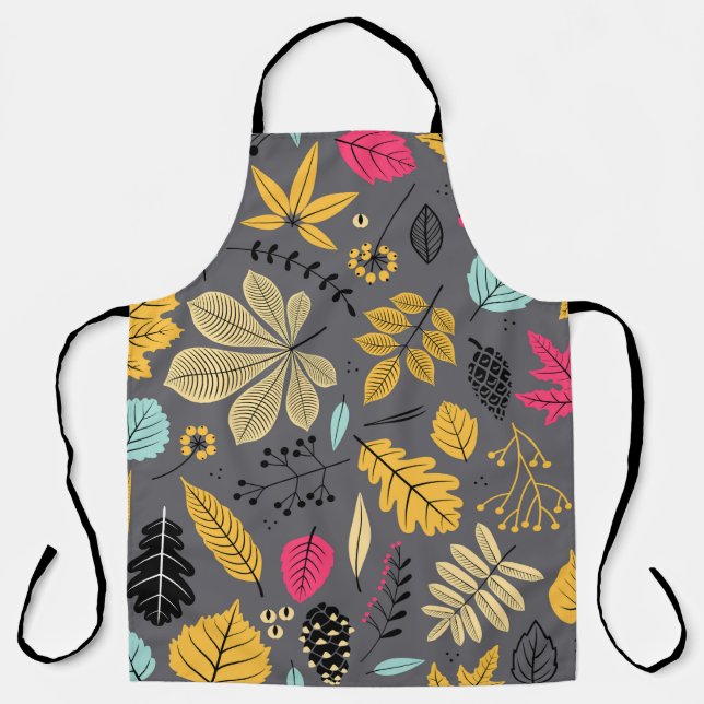 Autumn Leaves: Seamless Dark Pattern Apron (Front)