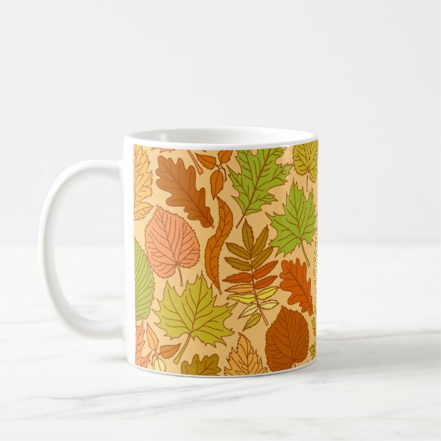 Autumn leaves: seamless fabric print coffee mug (Left)