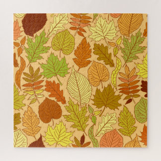 Autumn leaves: seamless fabric print jigsaw puzzle