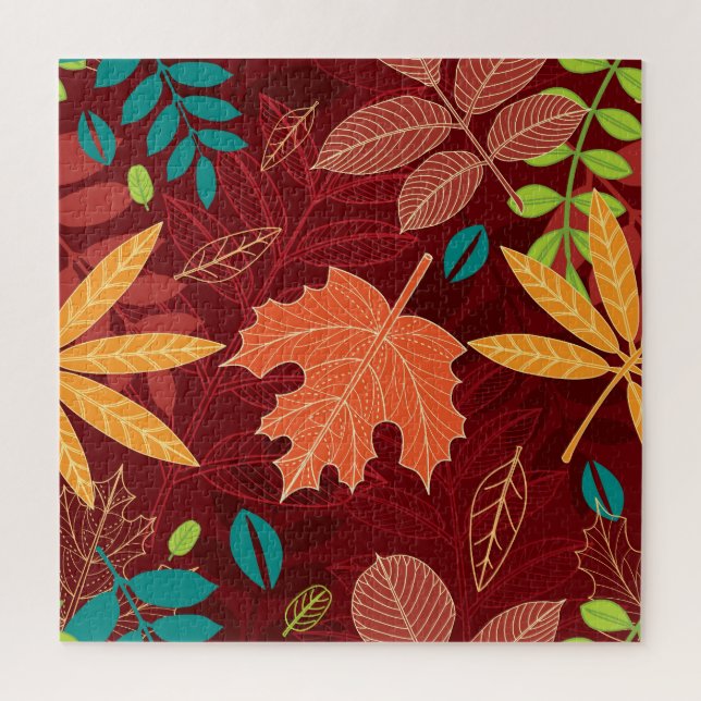 Autumn Leaves: Seamless Nature Pattern Jigsaw Puzzle (Vertical)