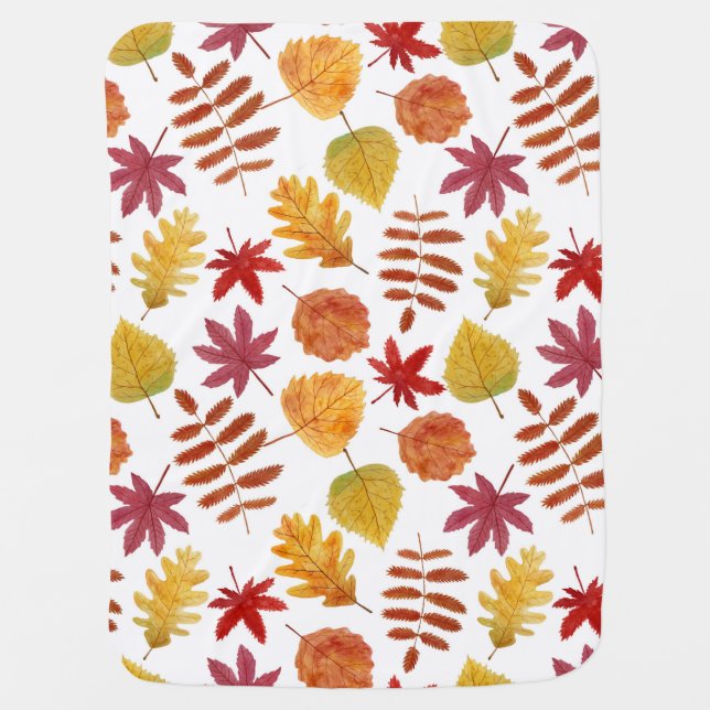 Autumn leaves seamless pattern baby blanket (Front)