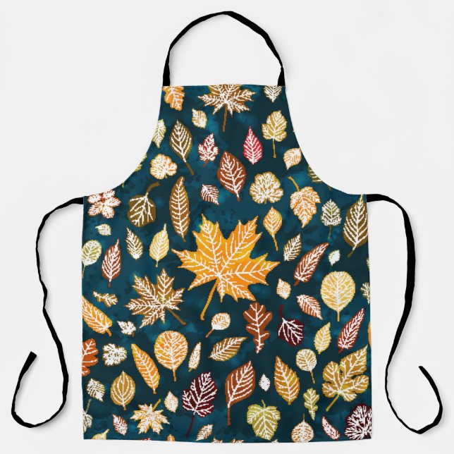 Autumn leaves seamless pattern background vintage apron (Front)