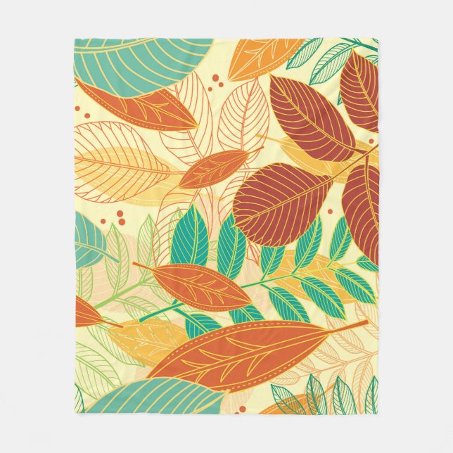 Autumn Leaves Seamless Pattern Fleece Blanket (Front)