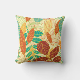 Autumn Leaves Seamless Pattern Throw Pillow